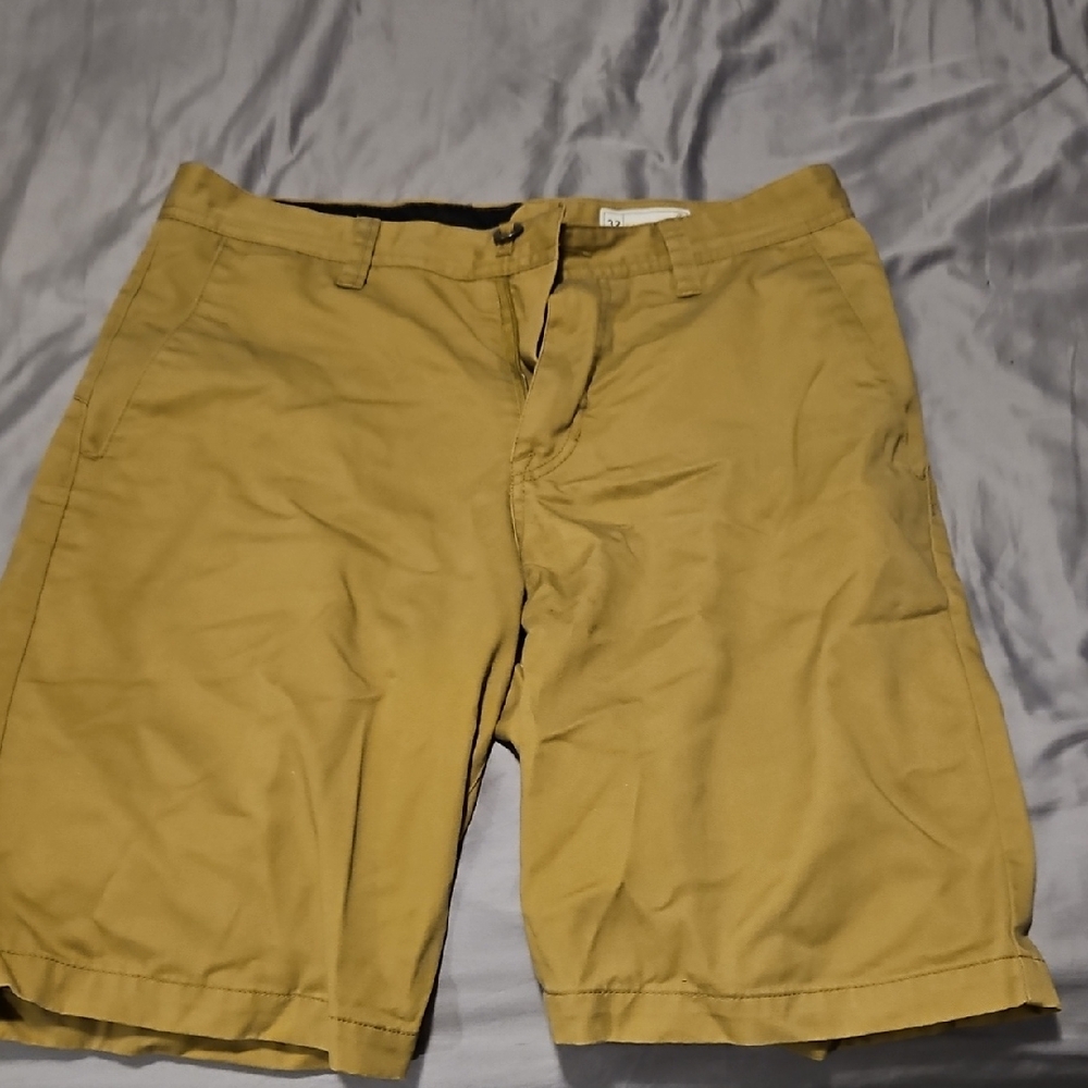 Volcom Tan Flat Front Shorts Casual Cotton Blend